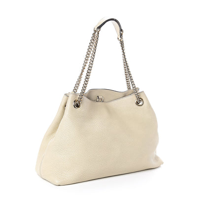 Gucci Pebbled Calfskin Medium Soho Chain Shoulder Bag Off White 2 of 8