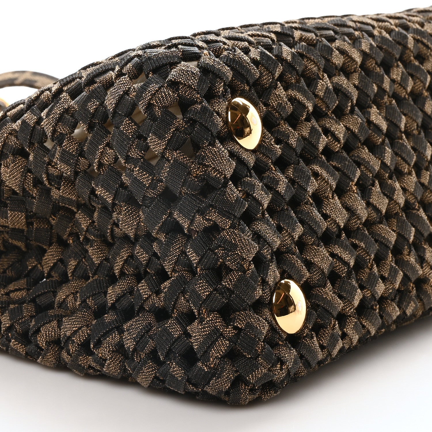 Fendi Fabric Jacquard FF 1974 Woven Knotted Mini Peekaboo Iconic Satchel Tobacco Moro 8 of 9