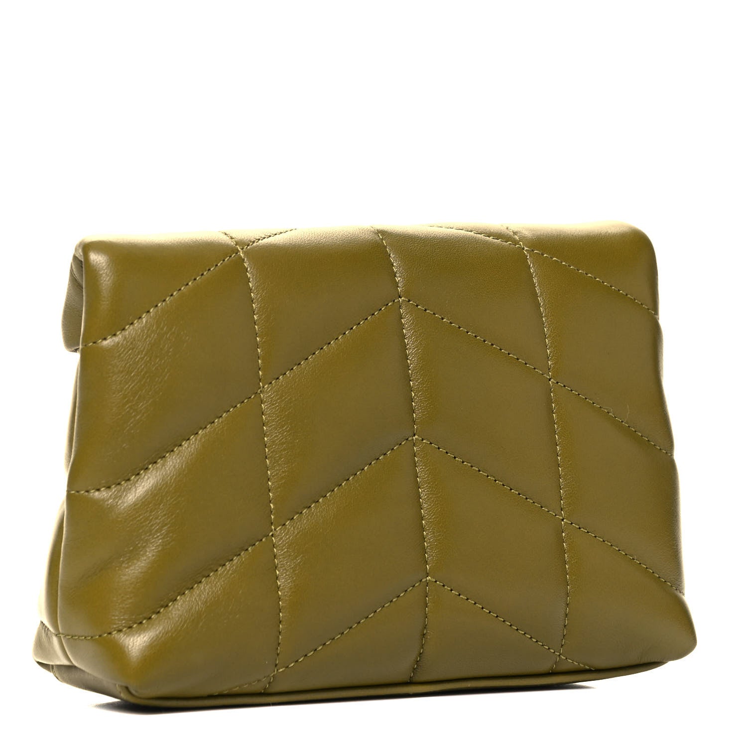 Saint Laurent Lambskin Monogram Loulou Puffer Pouch Clutch Olive 3 of 10