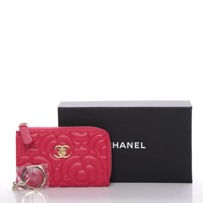 Chanel Caviar Camellia Embossed Key Holder Case Fuchsia 8 of 8