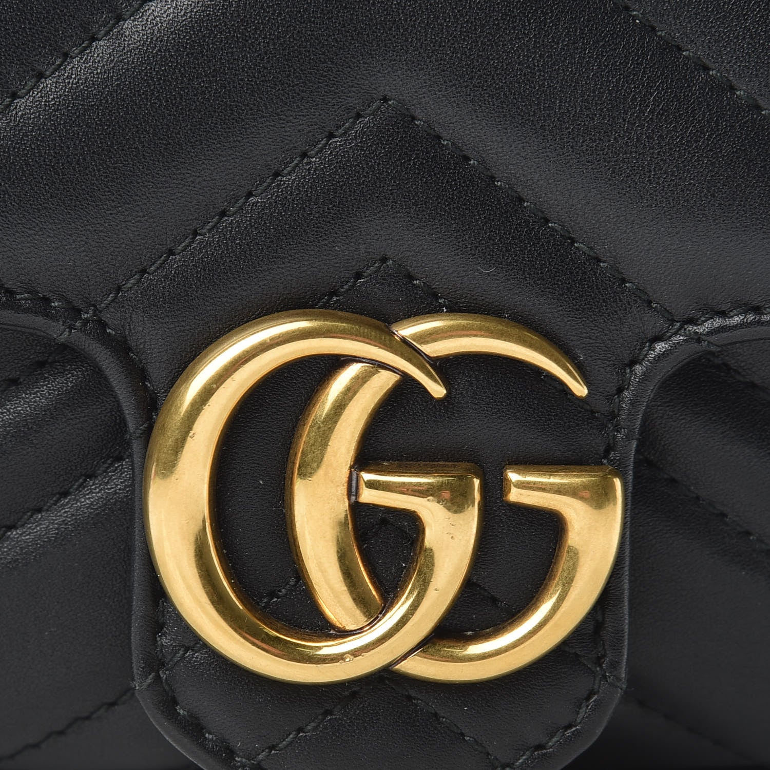 Gucci Calfskin Matelasse Super Mini GG Marmont Shoulder Bag Black 10 of 13