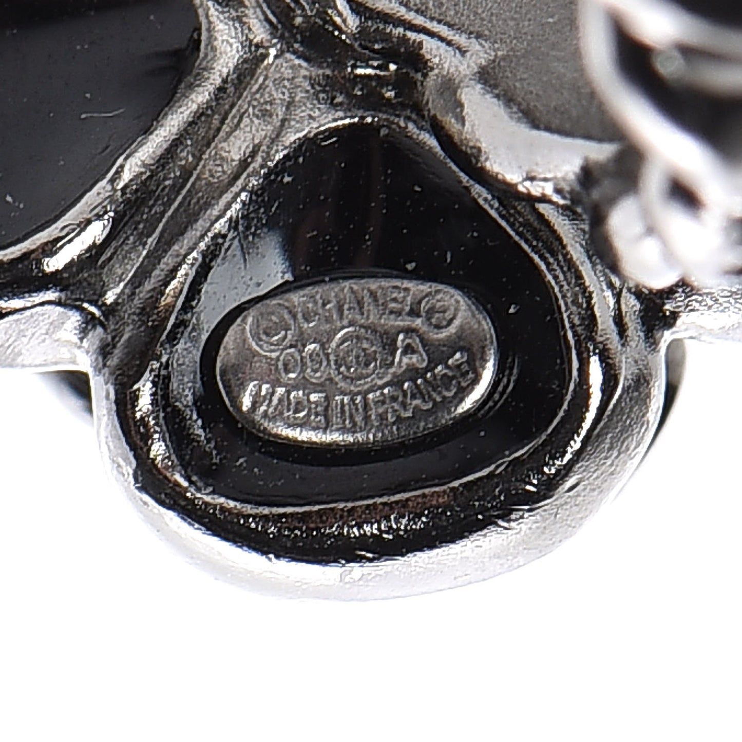 Enamel Ruthenium CC Camellia Ring 6 Black