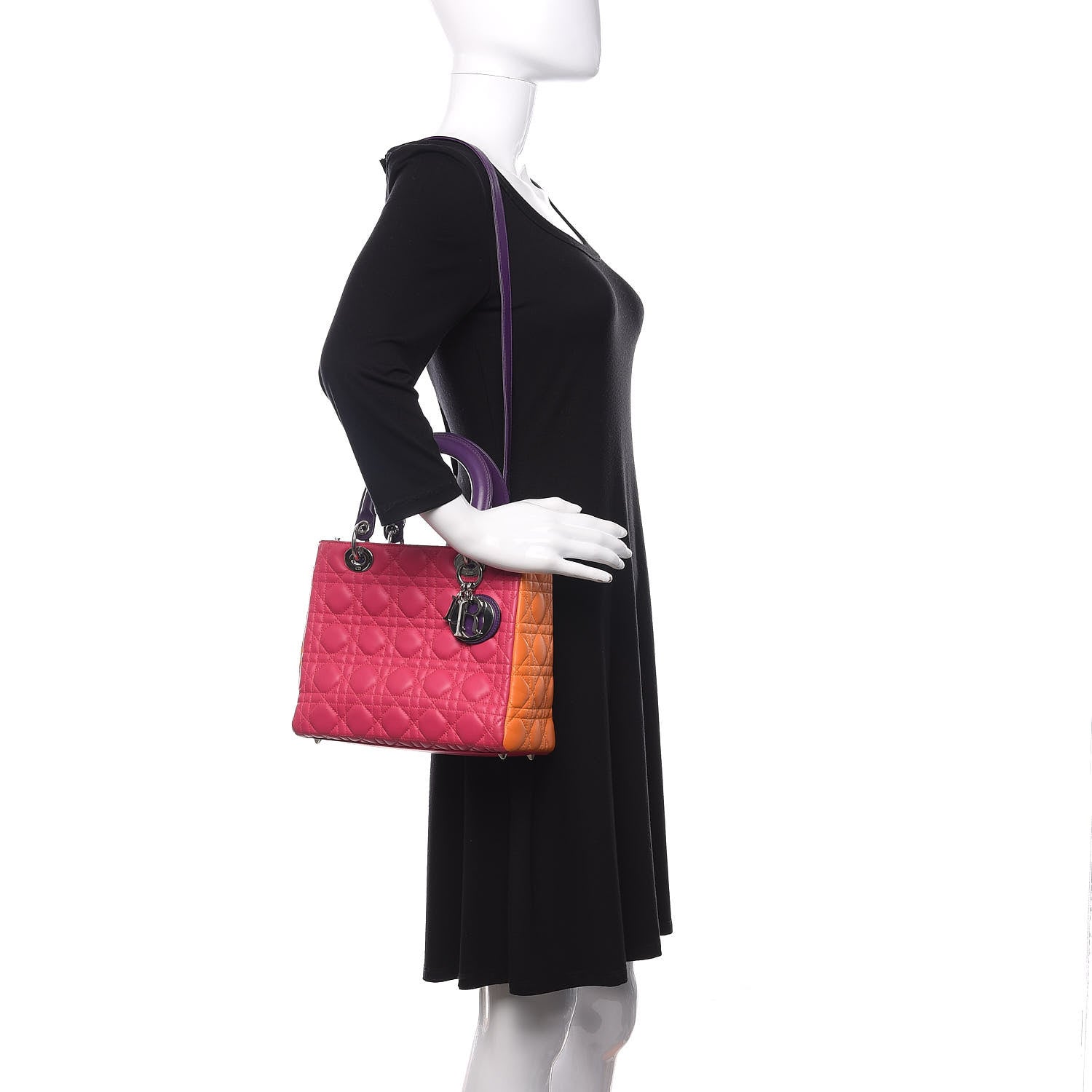 Christian Dior Lambskin Cannage Medium Tri-Color Lady Dior Pink 2 of 10