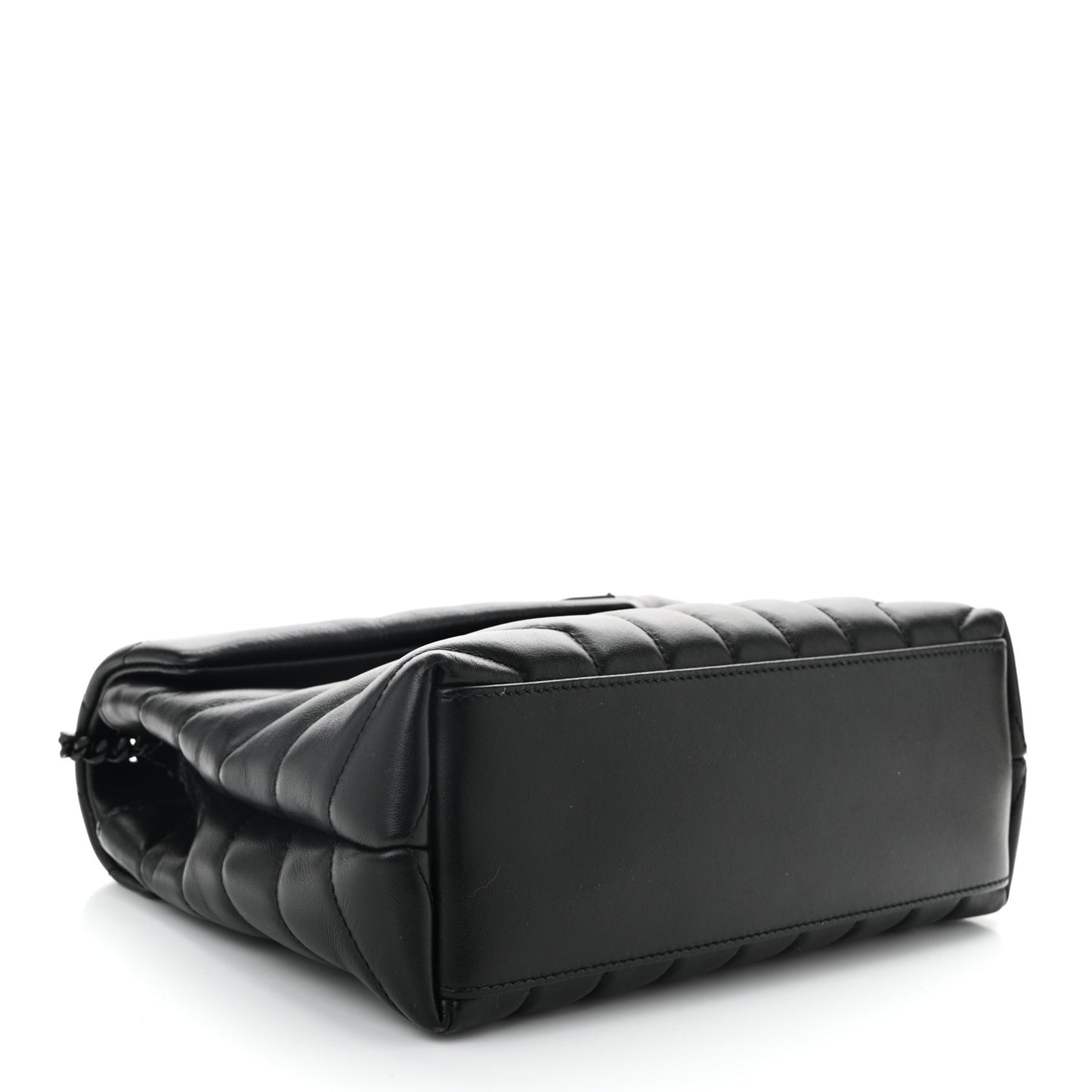 Calfskin Y Quilted Monogram Monochrome Small Loulou Chain Satchel Black