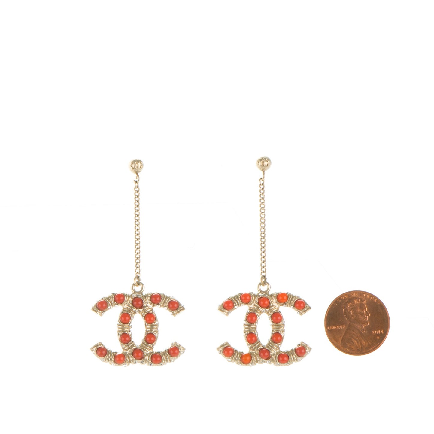 Enamel CC Dangle Earrings Gold
