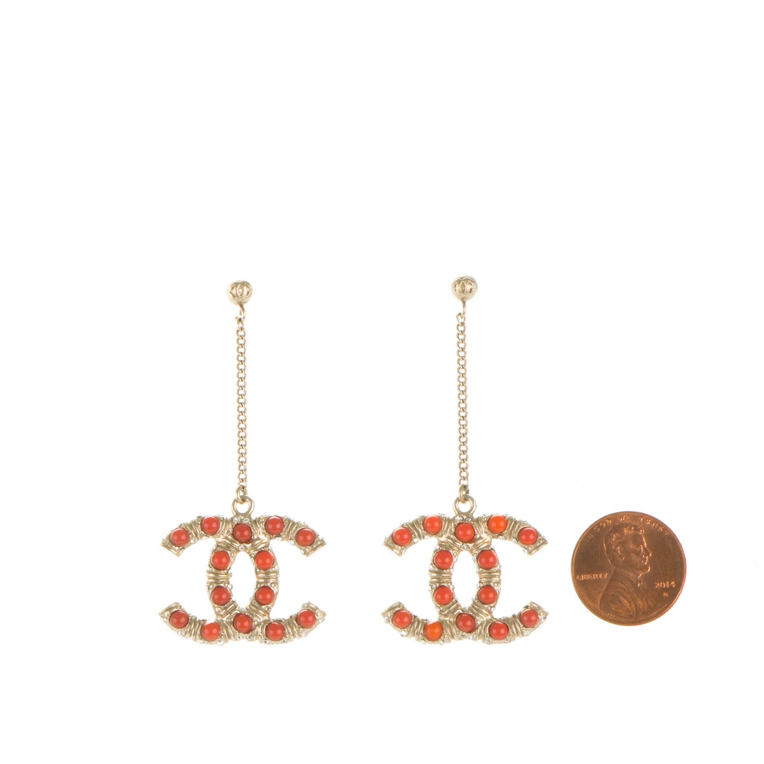 Chanel Enamel CC Dangle Earrings Gold 2 of 5