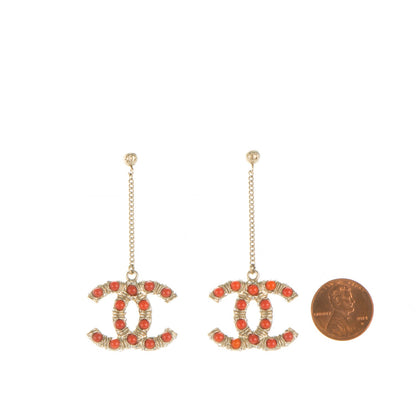 Chanel Enamel CC Dangle Earrings Gold 2 of 5