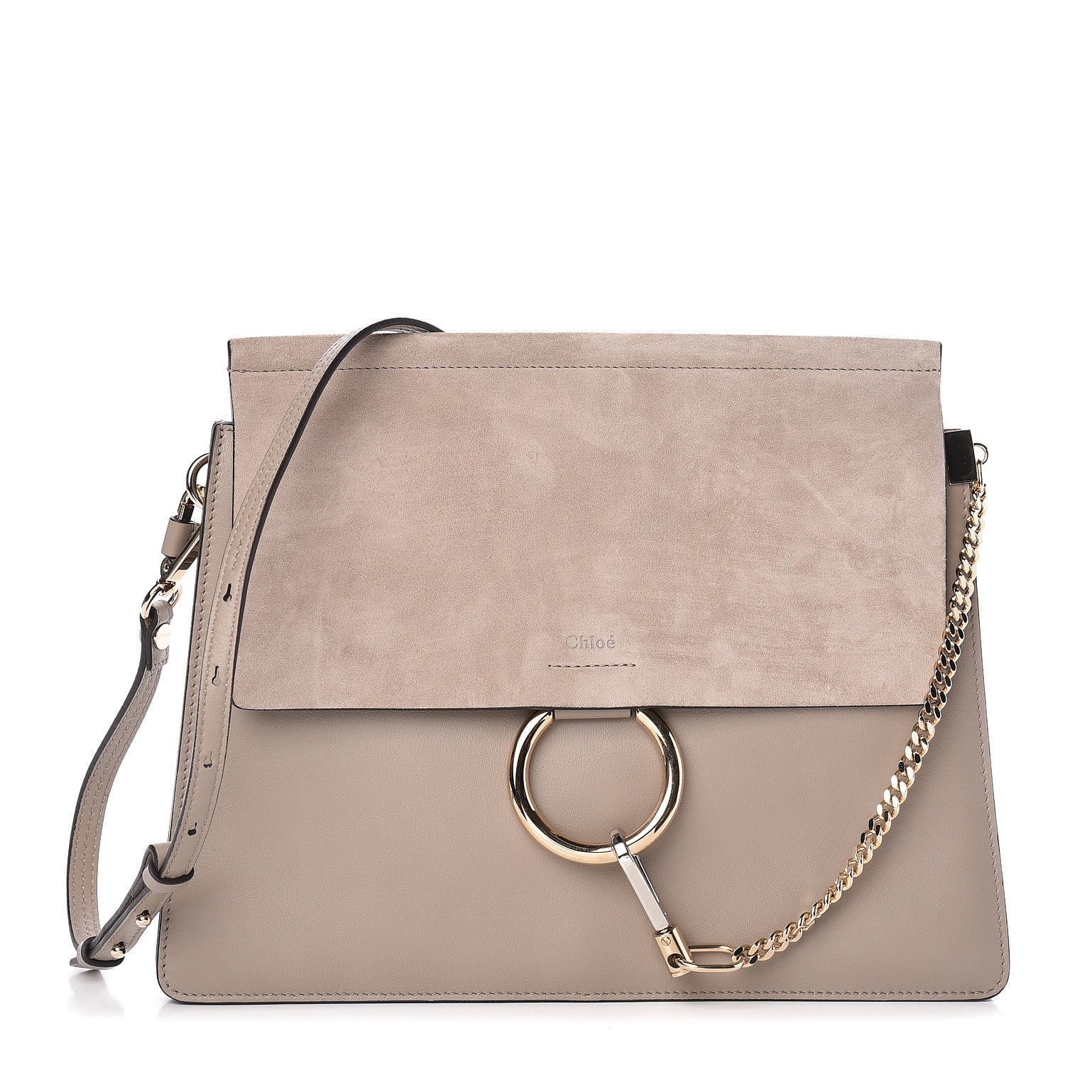 Chloe Calfskin Suede Medium Faye Shoulder Bag Motty Grey 1 of 10