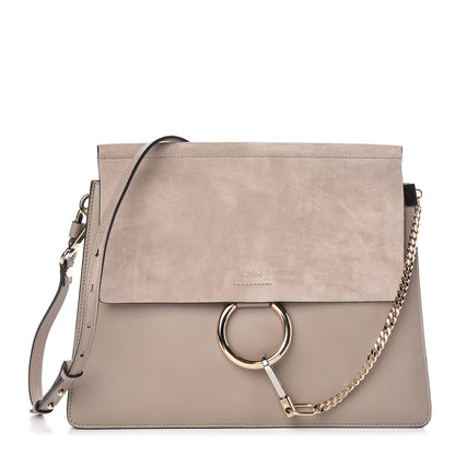 Chloe Calfskin Suede Medium Faye Shoulder Bag Motty Grey 1 of 10