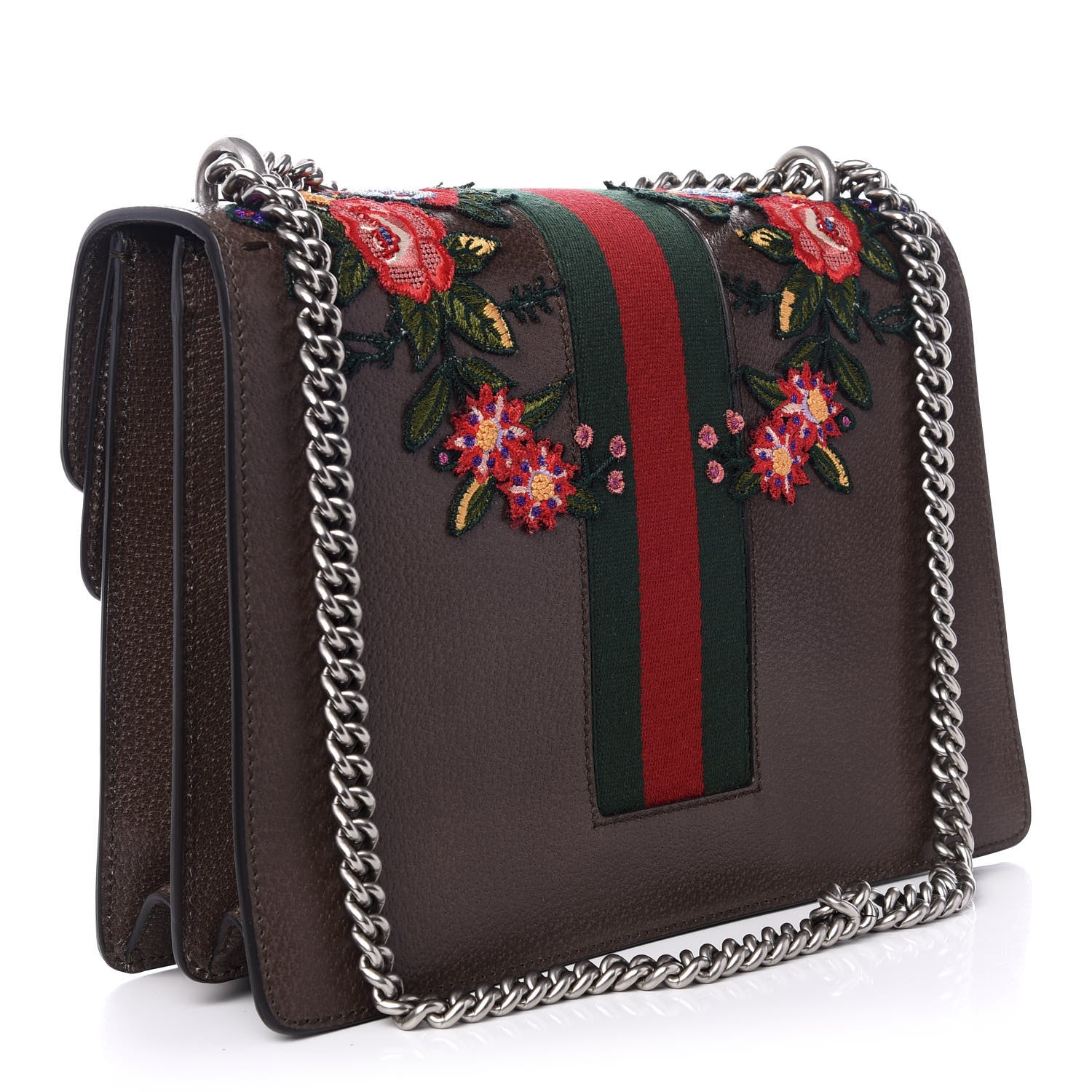 Gucci Calfskin Web Owl Embroidered Medium Dionysus Shoulder Bag New Acero Multicolor 2 of 9