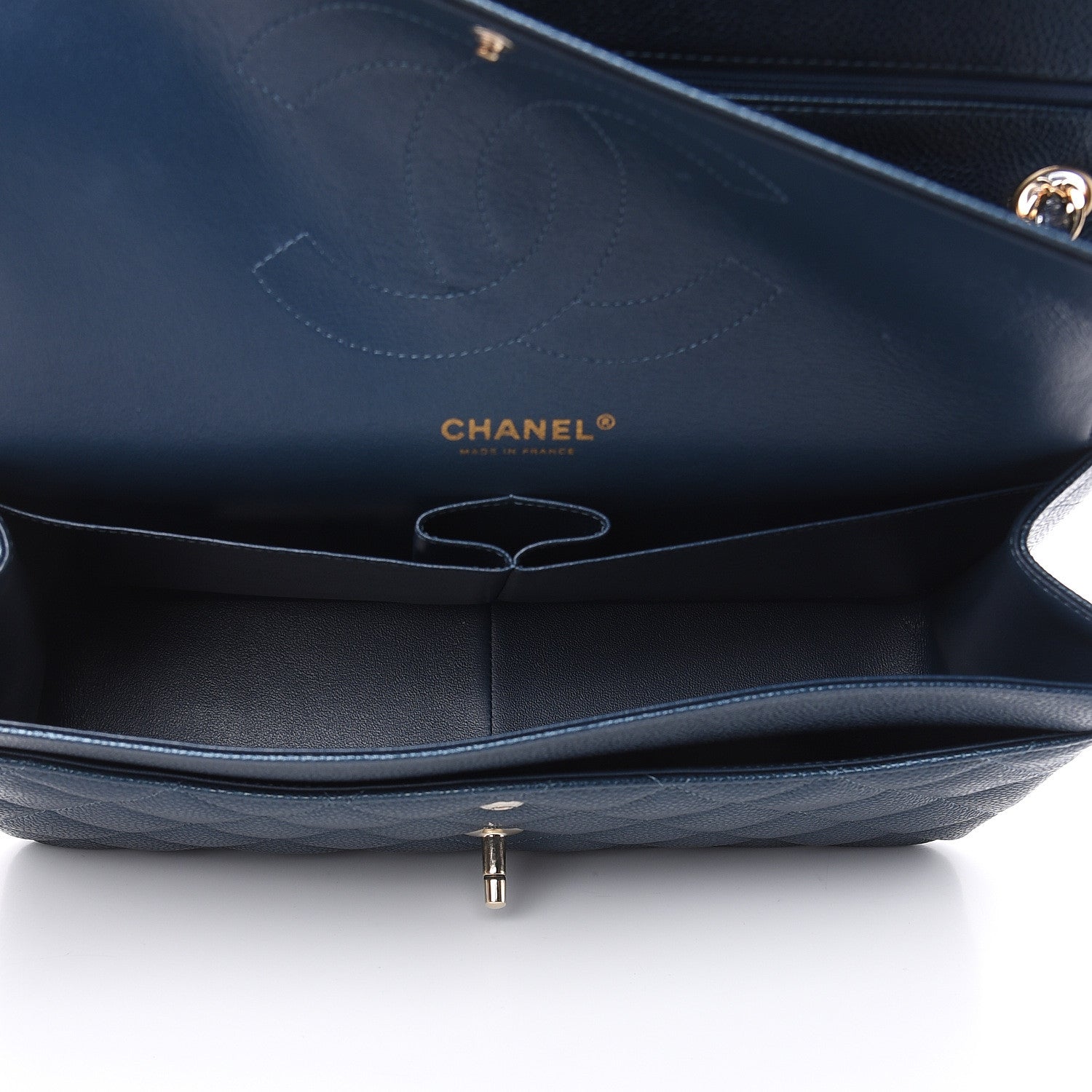 Chanel Iridescent Caviar Quilted Jumbo Double Flap Dark Blue 5 of 12