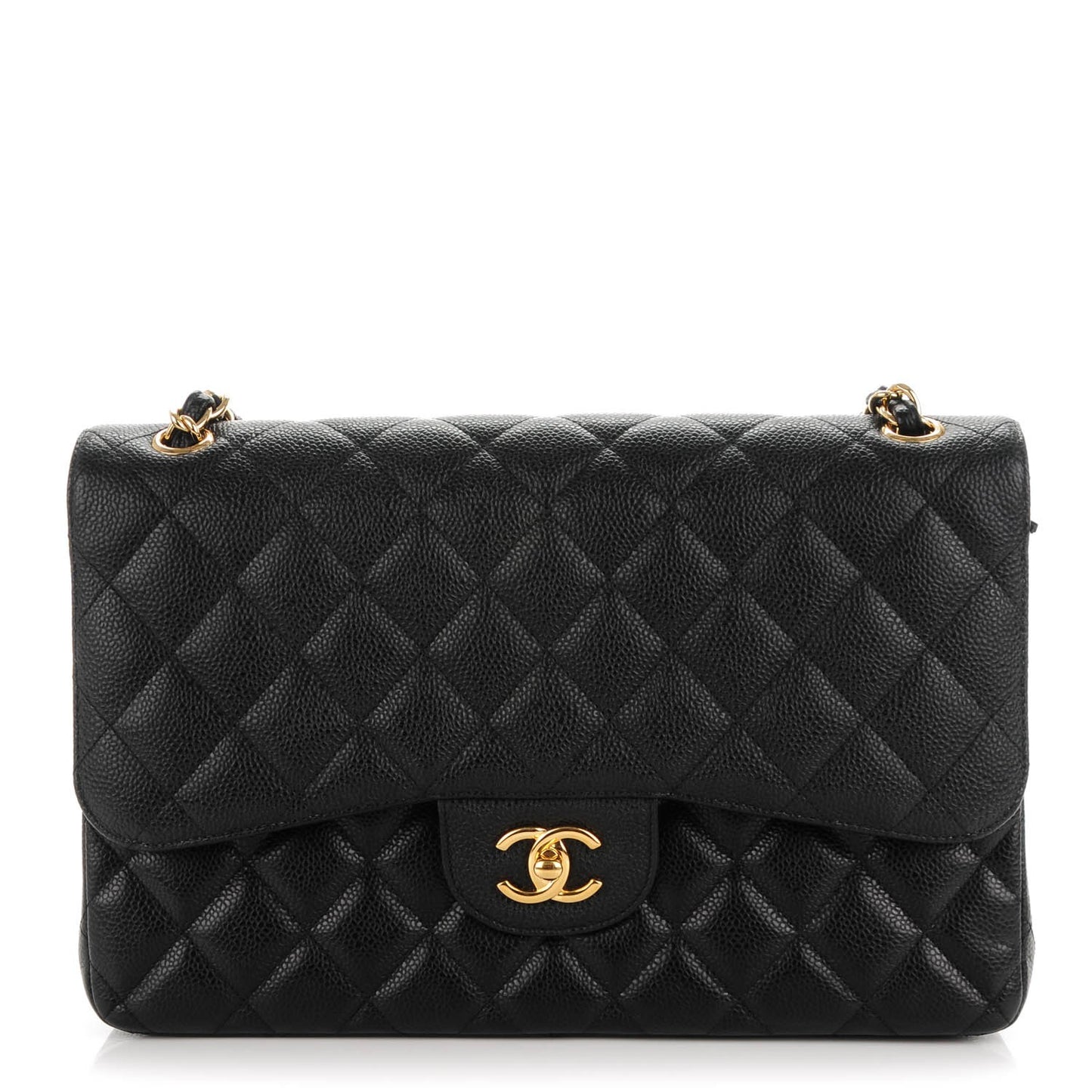 Caviar Quilted Jumbo Double Flap Black