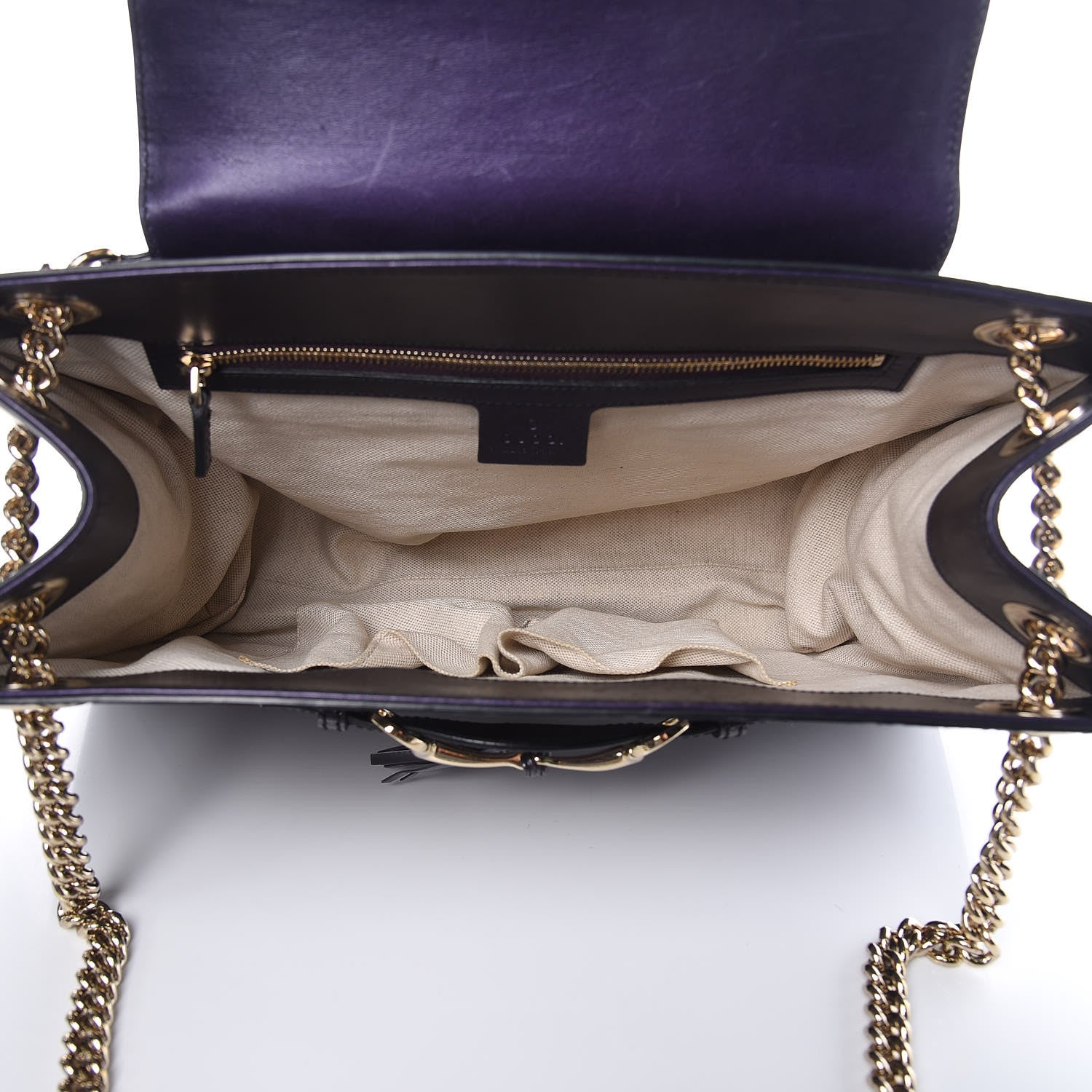 Gucci Shine Guccissima Large Emily Chain Shoulder Bag Melanzana 5 of 11