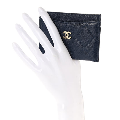 Chanel Caviar Quilted Card Holder Navy 2 of 10