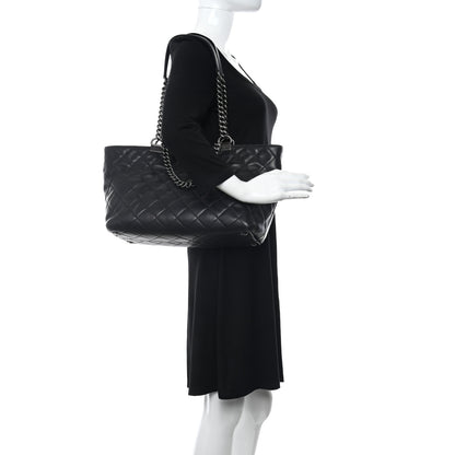 Chanel Calfskin Quilted Small Shopping In Chains Tote Black 2 of 9