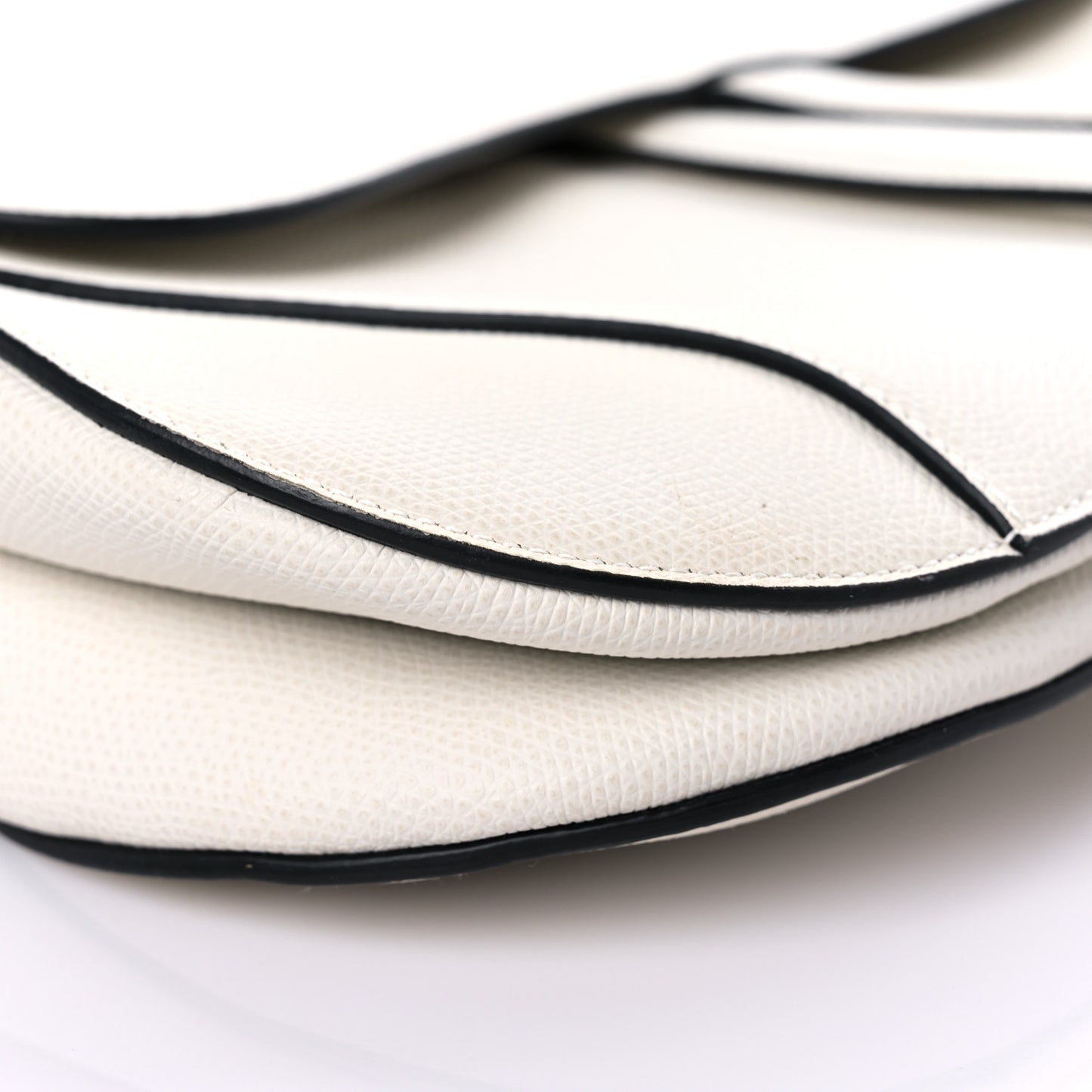 Grained Calfskin Saddle Bag White