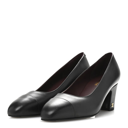 Chanel Lambskin Cap Toe CC Uniform Pumps 37.5 Black 4 of 10