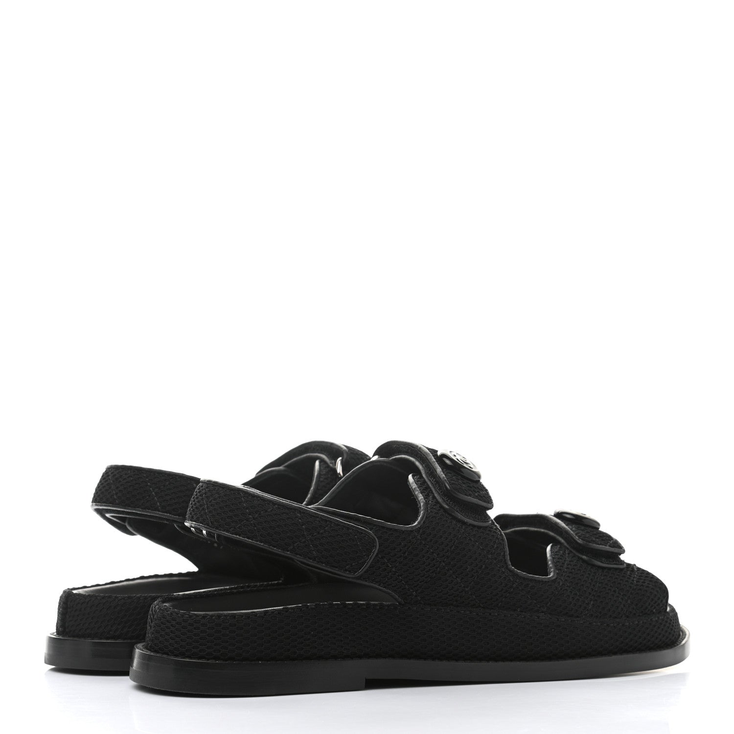 Chanel Fabric Velcro Dad Sandals 39.5 Black 4 of 9