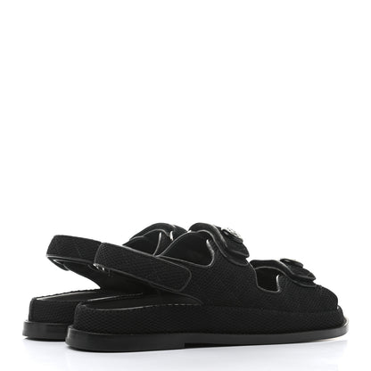 Chanel Fabric Velcro Dad Sandals 39.5 Black 4 of 9