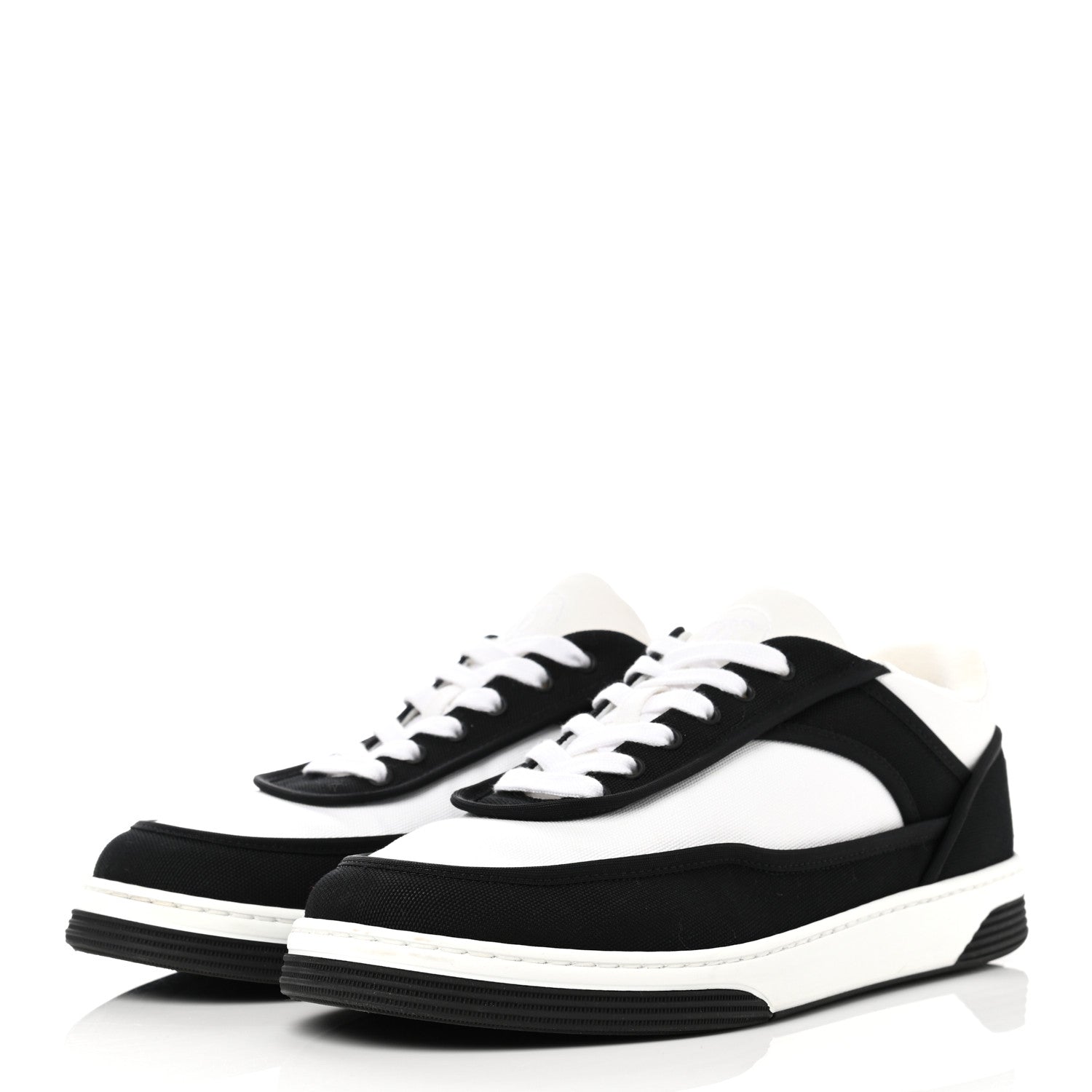 Chanel Fabric Womens Logo Sneakers 39 Black White 3 of 10