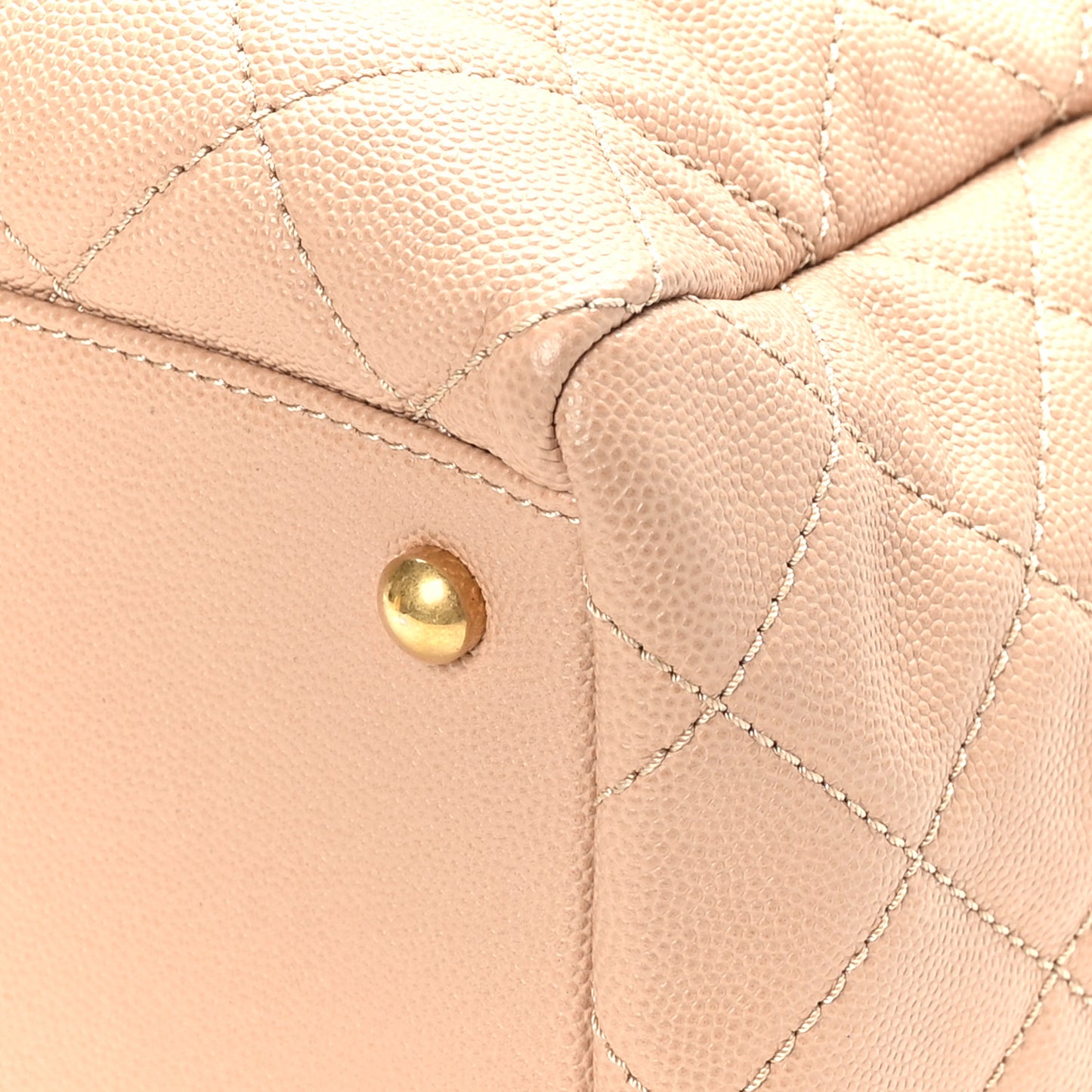 Caviar Quilted Large Coco Handle Shopping Tote Beige