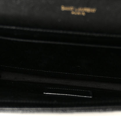 Saint Laurent Grain De Poudre Textured Mixed Matelasse Triquilt Monogram Clutch Black 5 of 9
