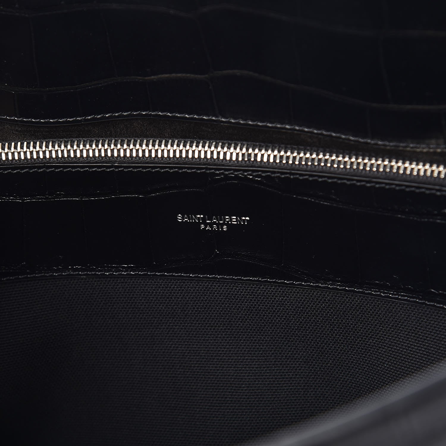 Saint Laurent Calfskin Crocodile Embossed Large Souple Sac De Jour Black 8 of 9