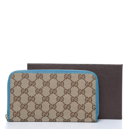 Gucci Monogram Dollar Calfskin Zip Around Wallet Beige Ebony Deep Cobalt 10 of 10