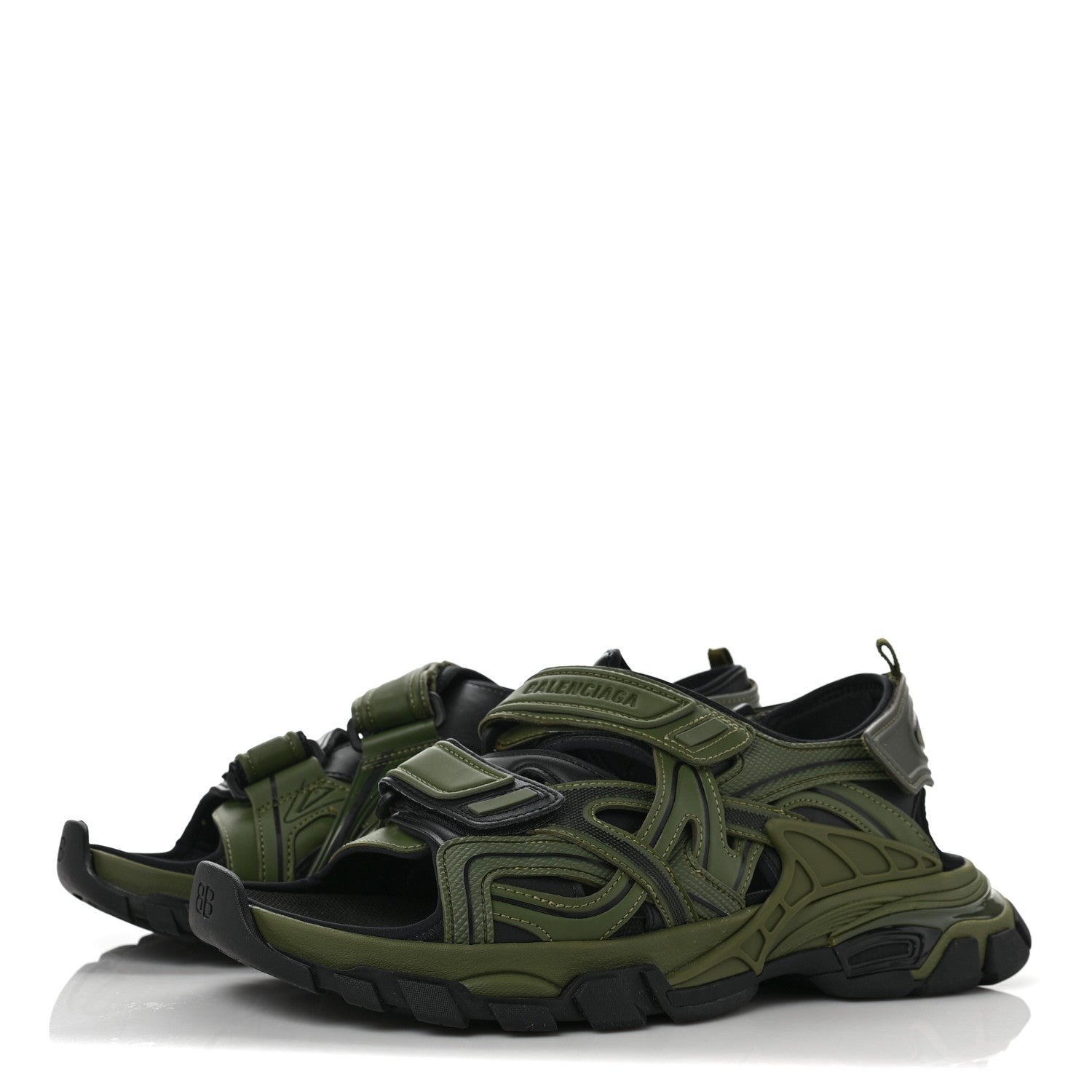 Balenciaga Neoprene Rubber Mens Track Sandals 44 Dark Kaki 3 of 8