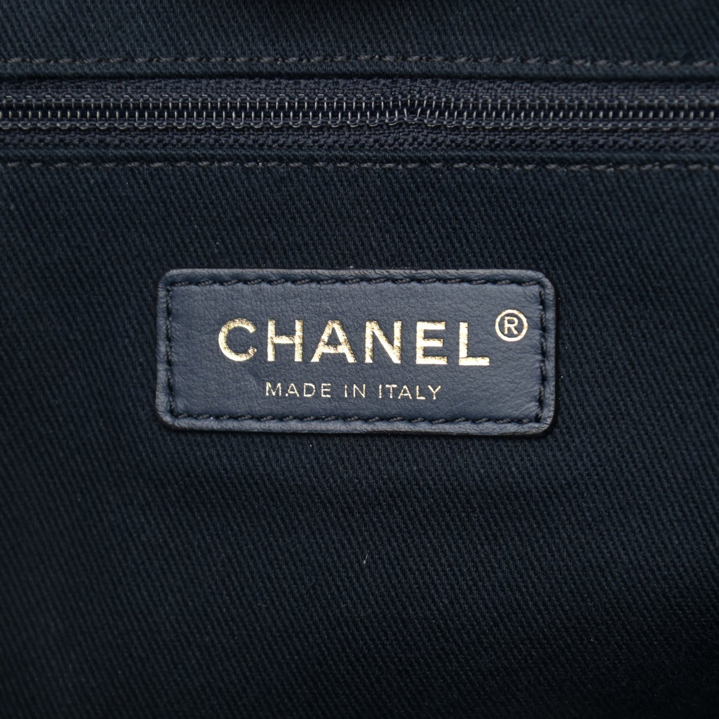 Lurex Canvas Small Deauville Tote Navy Blue Gold