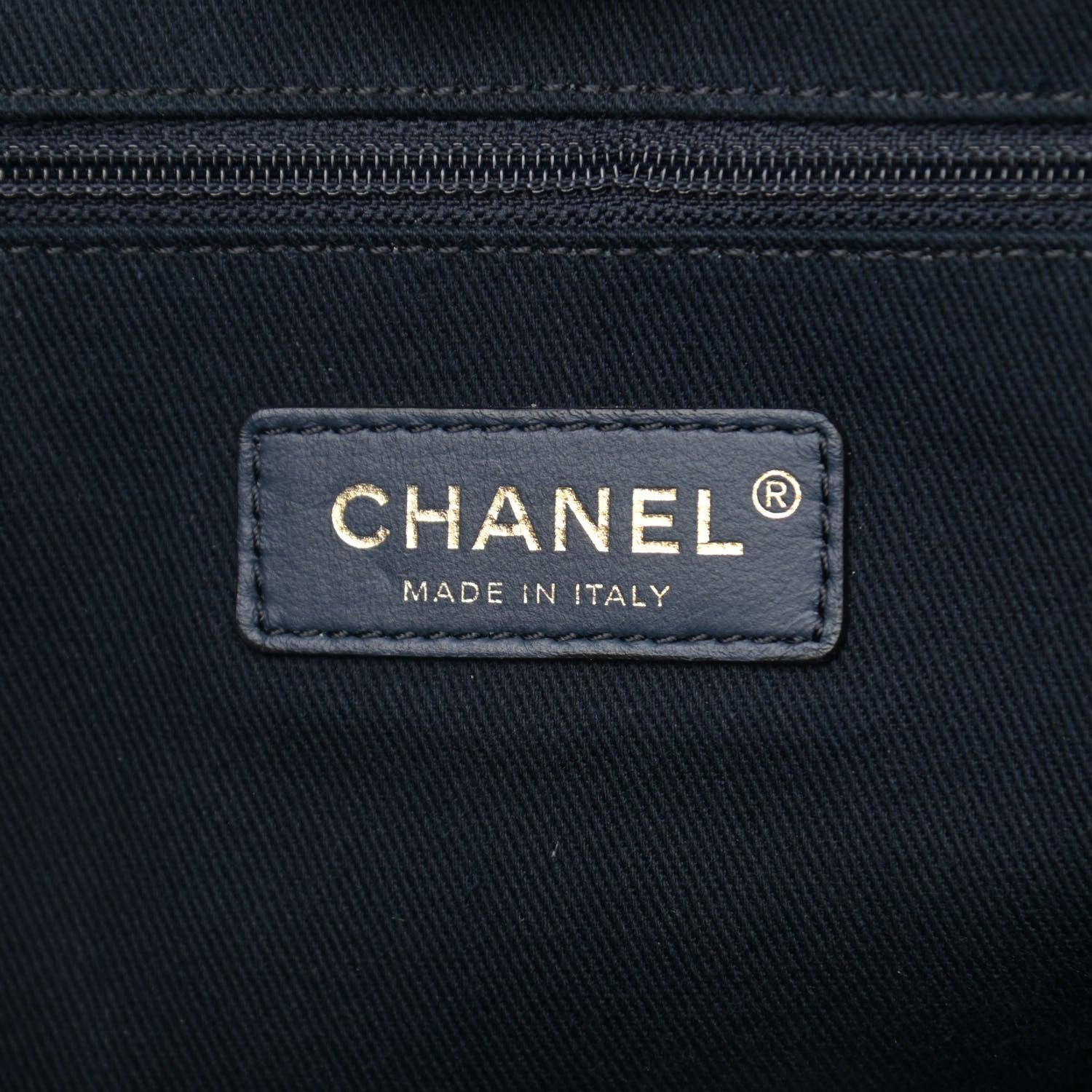 Chanel Lurex Canvas Small Deauville Tote Navy Blue Gold 6 of 12