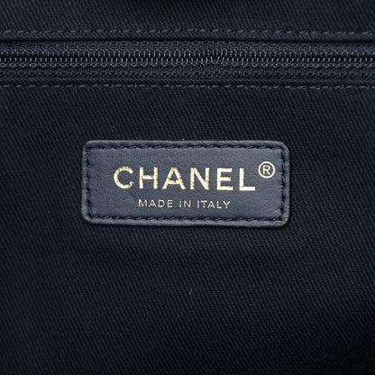 Chanel Lurex Canvas Small Deauville Tote Navy Blue Gold 6 of 12
