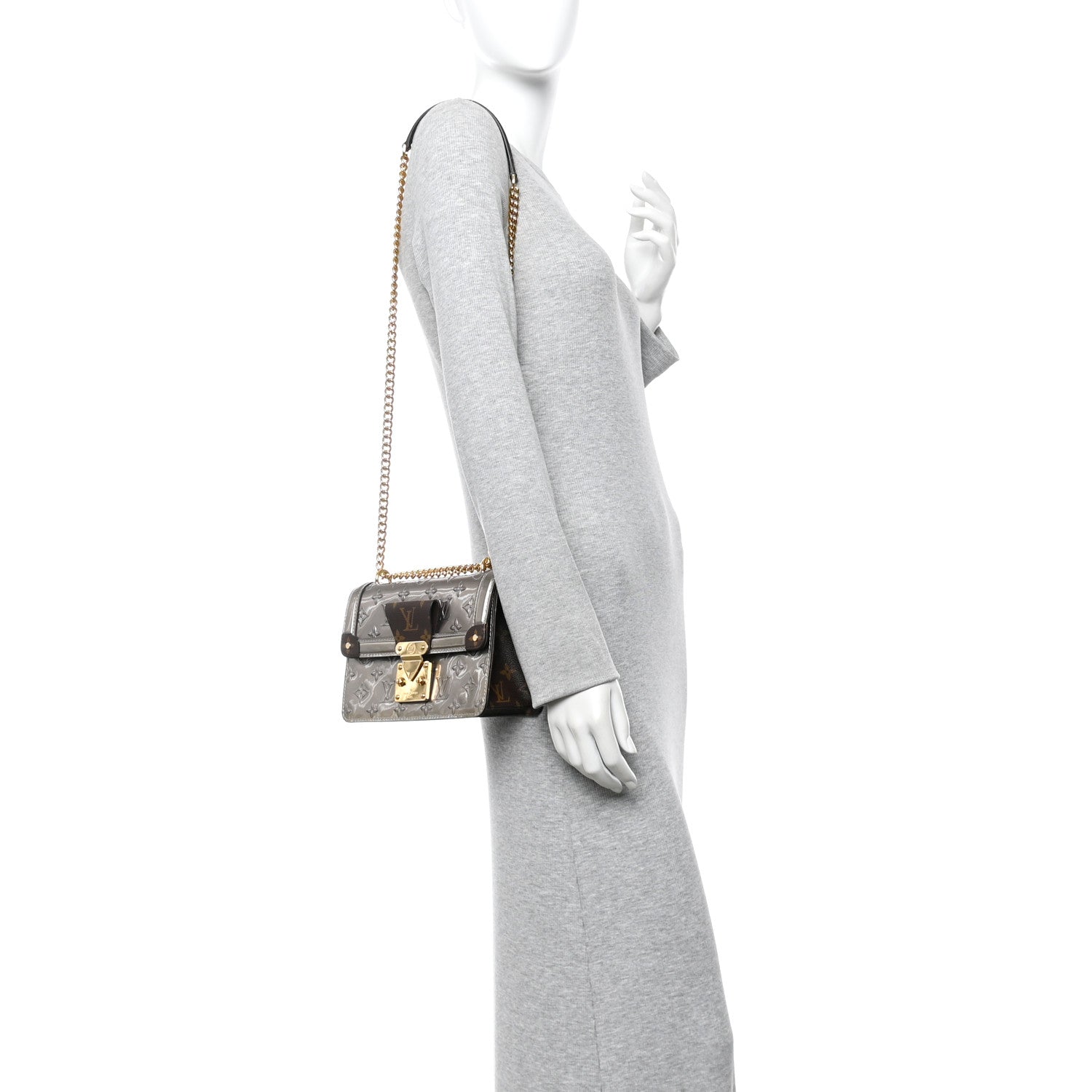 Louis Vuitton Vernis Monogram Wynwood Metallic Taupe Grey 3 of 17