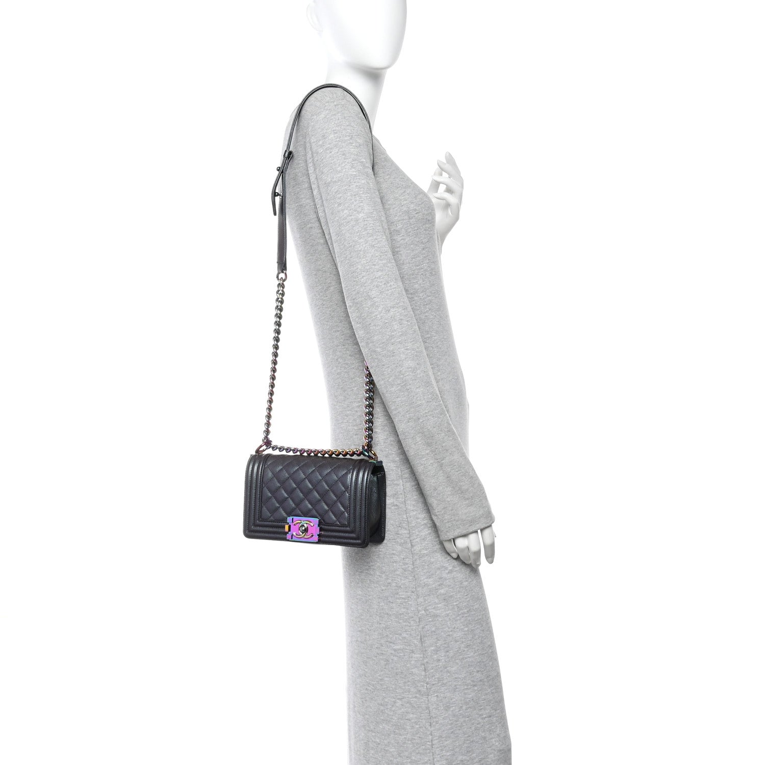 Chanel Iridescent Goatskin Quilted Small Boy Flap Purple 2 of 11