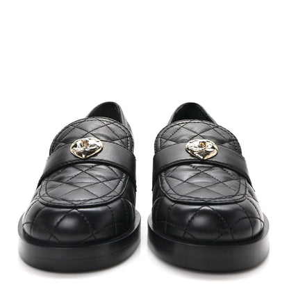Chanel Lambskin Quilted CC Heart Loafers 38 Black 2 of 9
