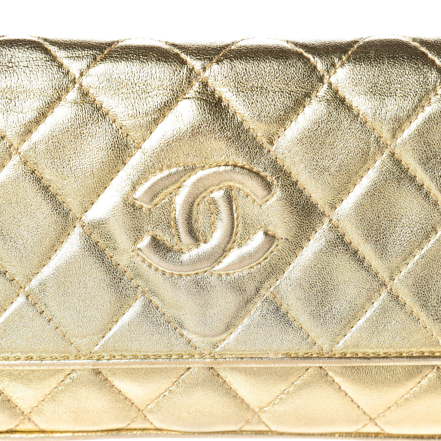 Lambskin Quilted Tassel Clutch Gold