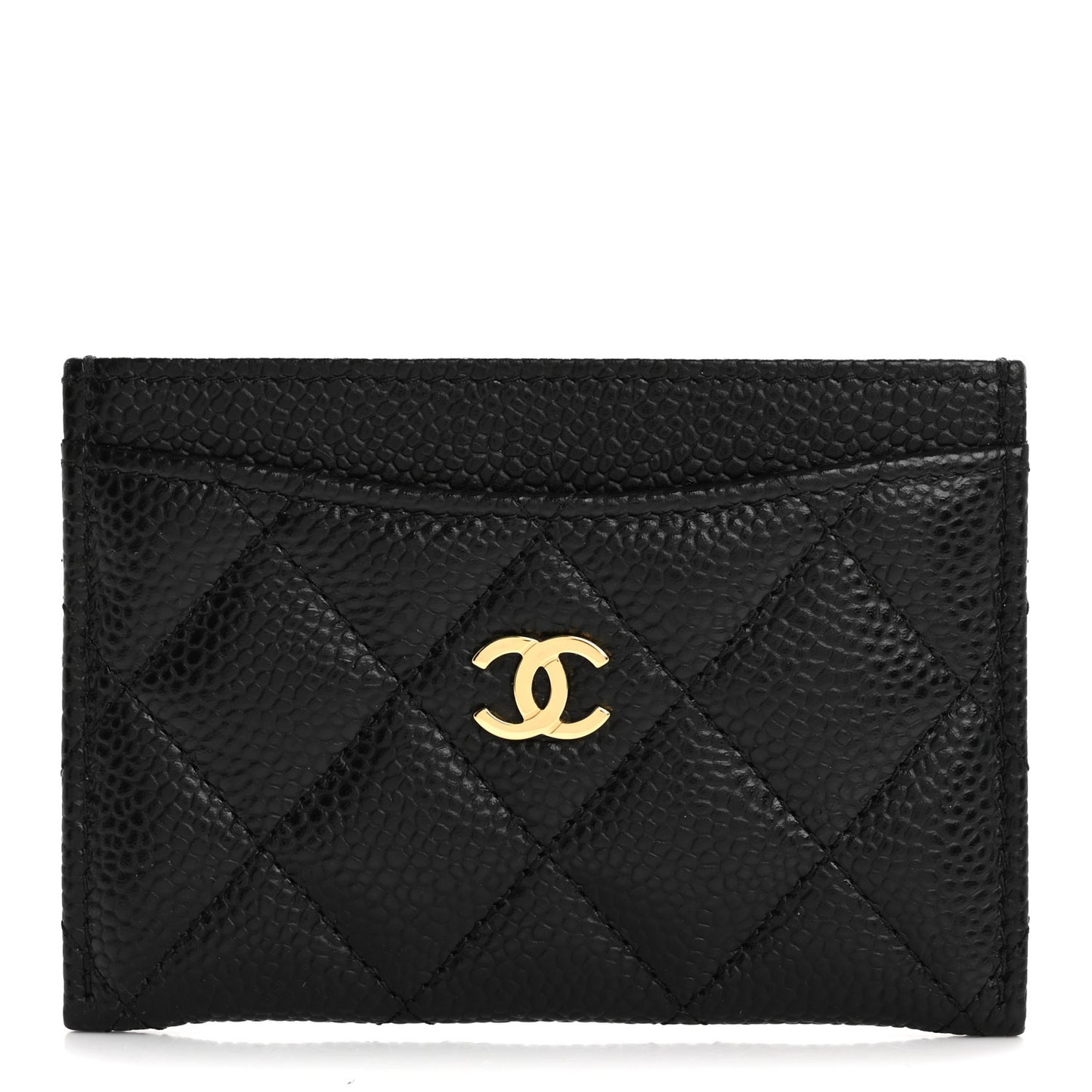 Caviar Quilted Card Holder Black