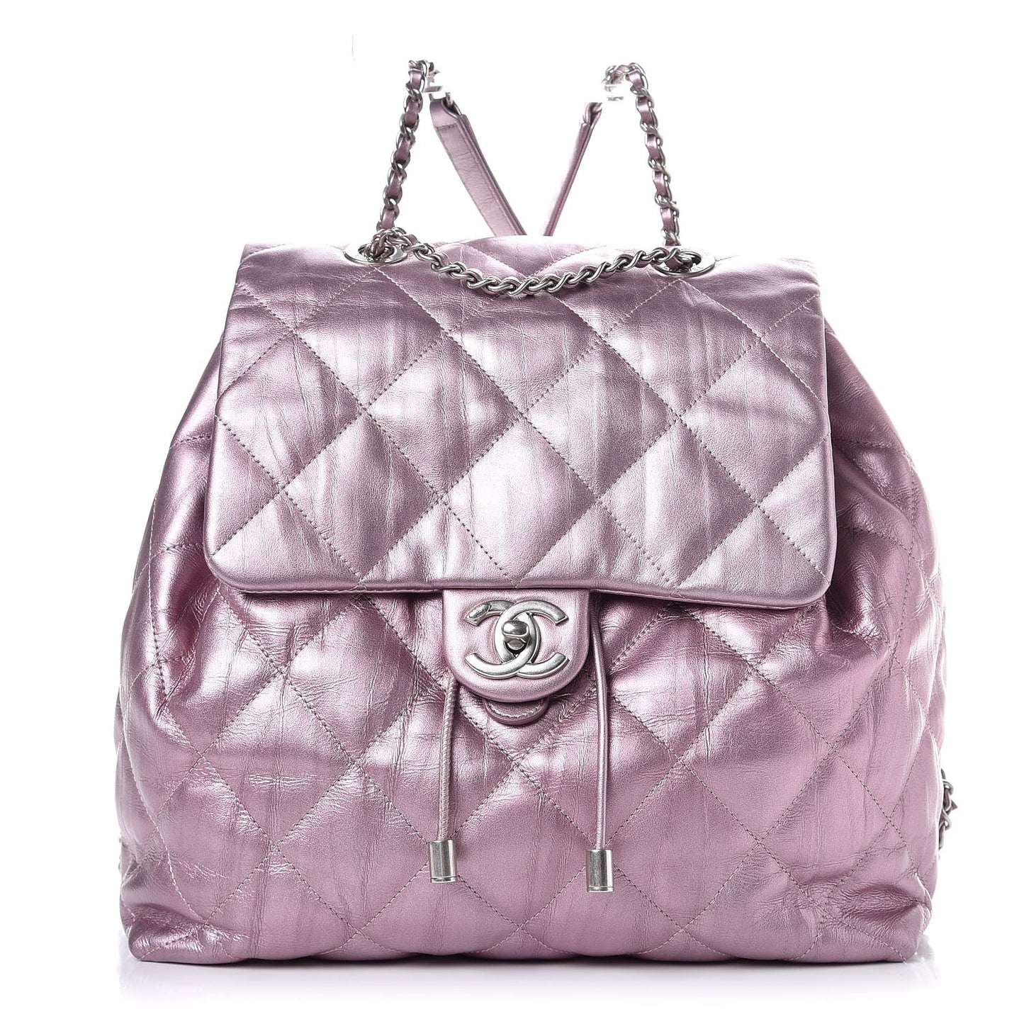 Iridescent Calfskin Quilted Ground Control Backpack Pink