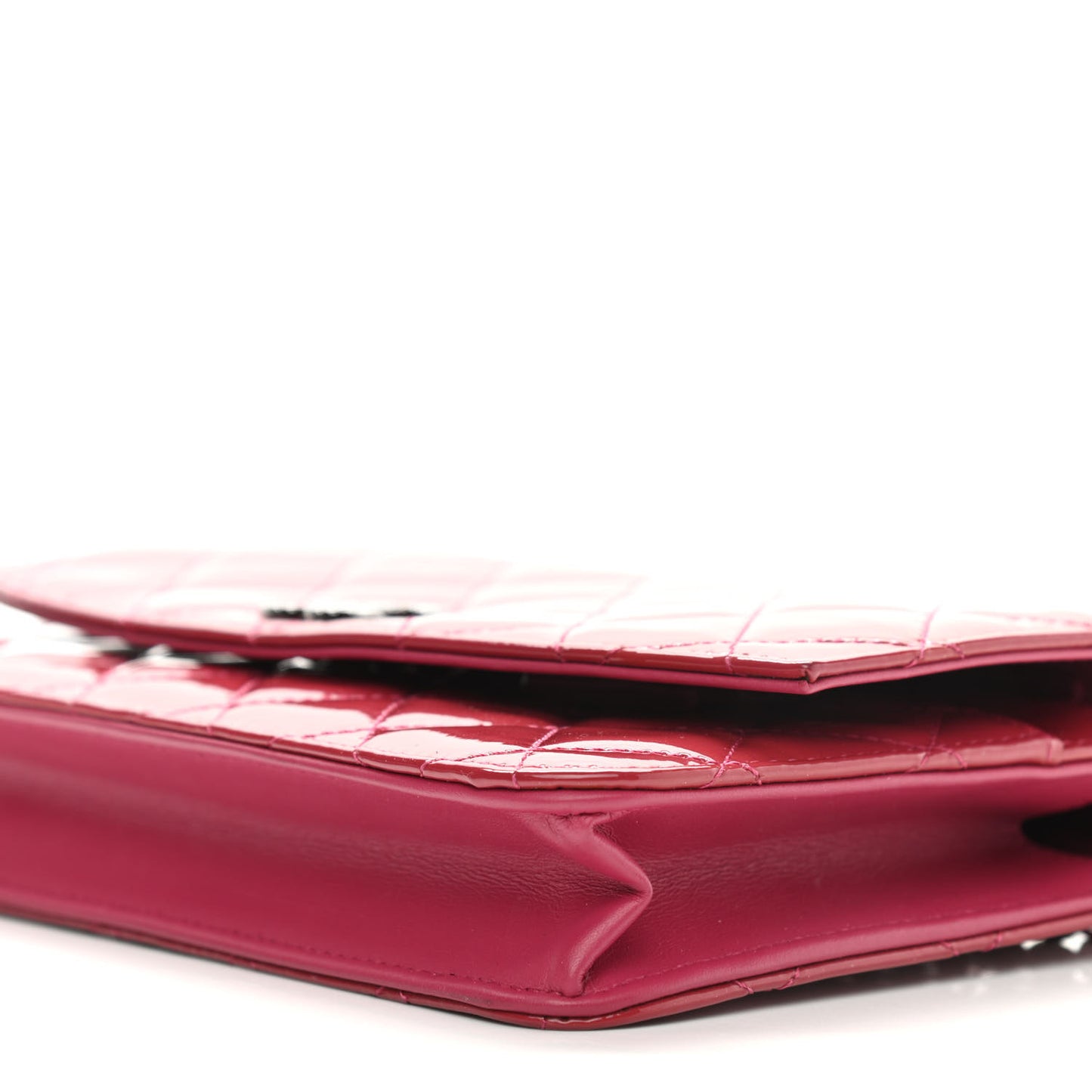 Patent Quilted Brilliant Wallet On Chain WOC Dark Pink