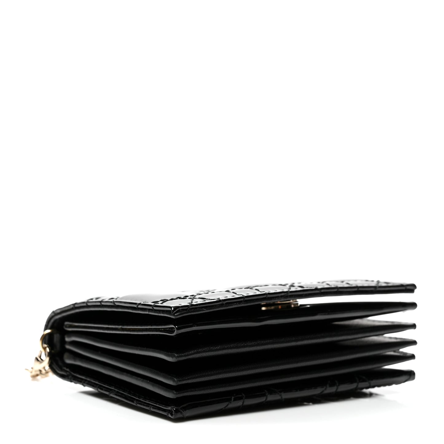 Patent Cannage Nano Lady Dior Card Holder Black