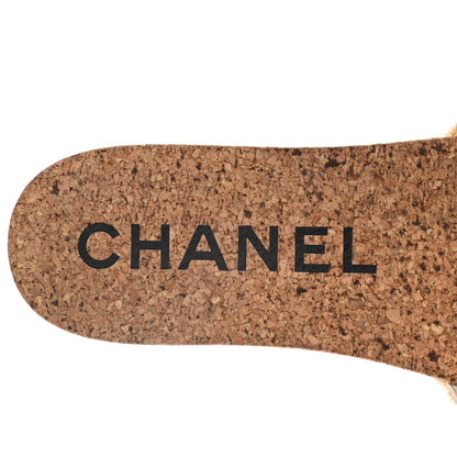Chanel Tweed Cork CC Mule Sandal 40 White 8 of 10