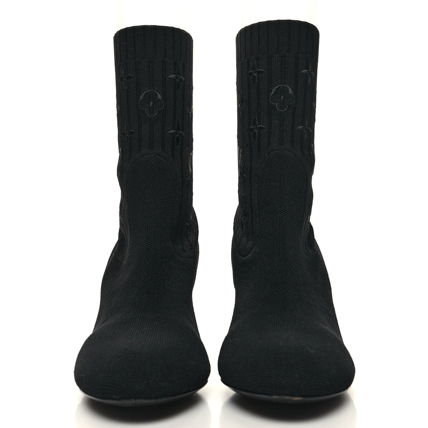 Monogram Stretch Fabric Silhouette Ankle Boots 38 Black