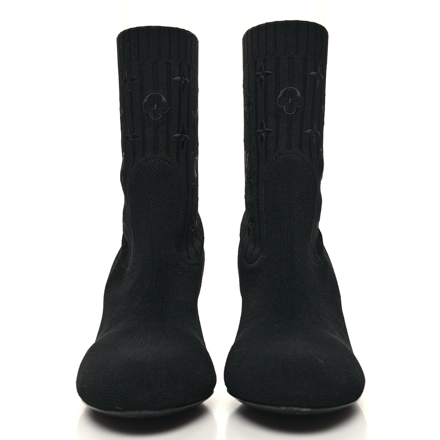 Louis Vuitton Monogram Stretch Fabric Silhouette Ankle Boots 38 Black 2 of 6