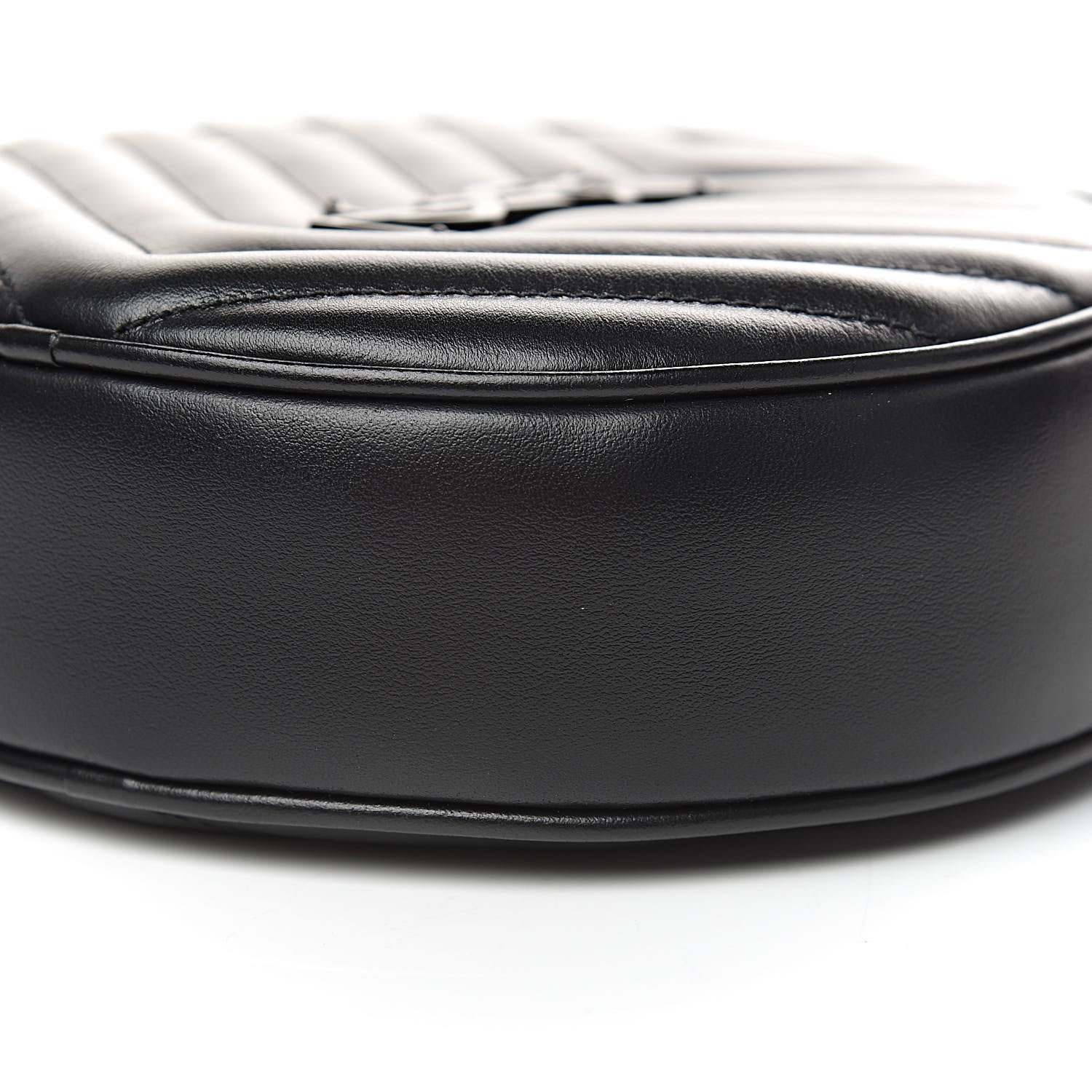 Saint Laurent Calfskin Matelasse Chevron Round Vinyle Camera Bag Black 8 of 9