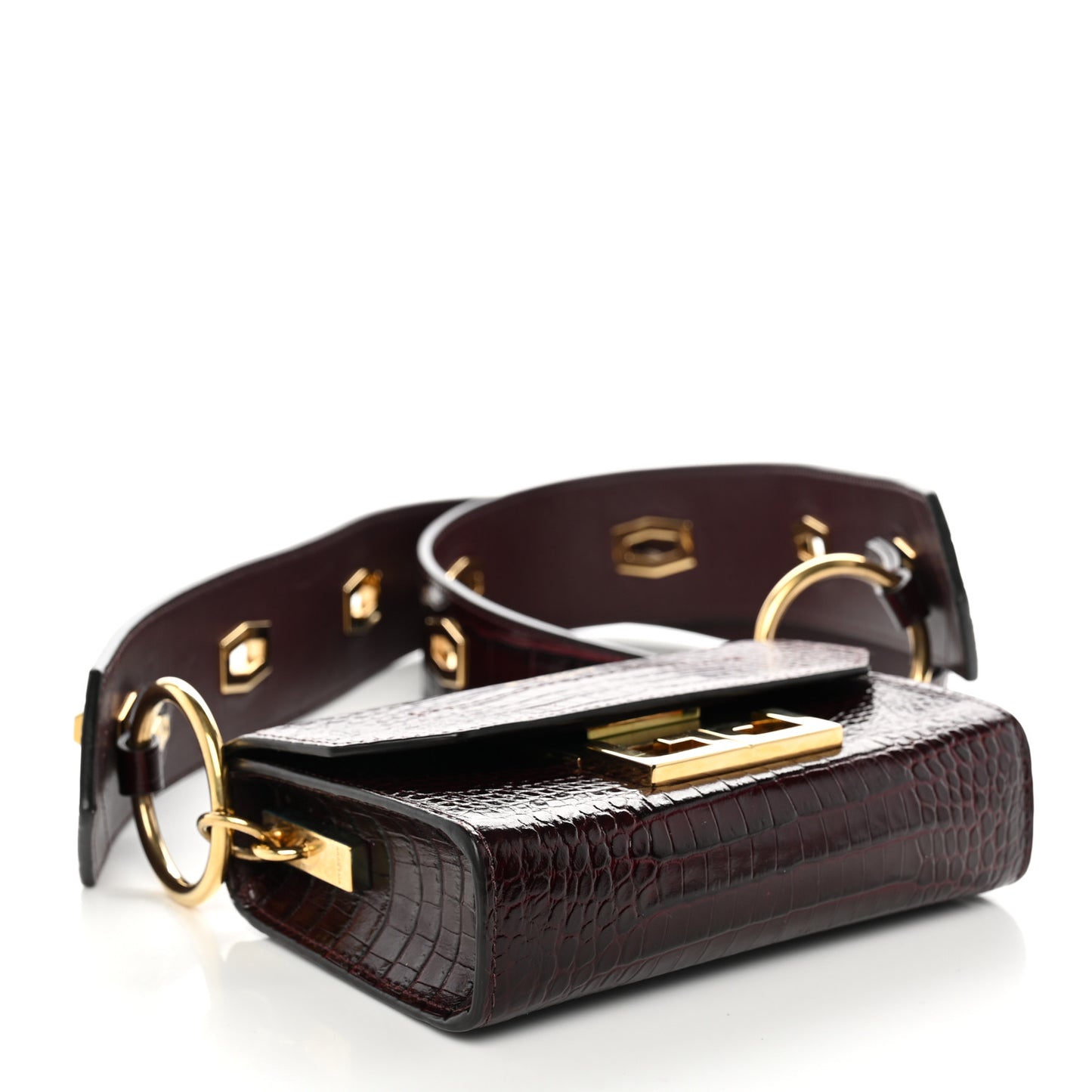Calfskin Crocodile Embossed Eden Bag Eggplant