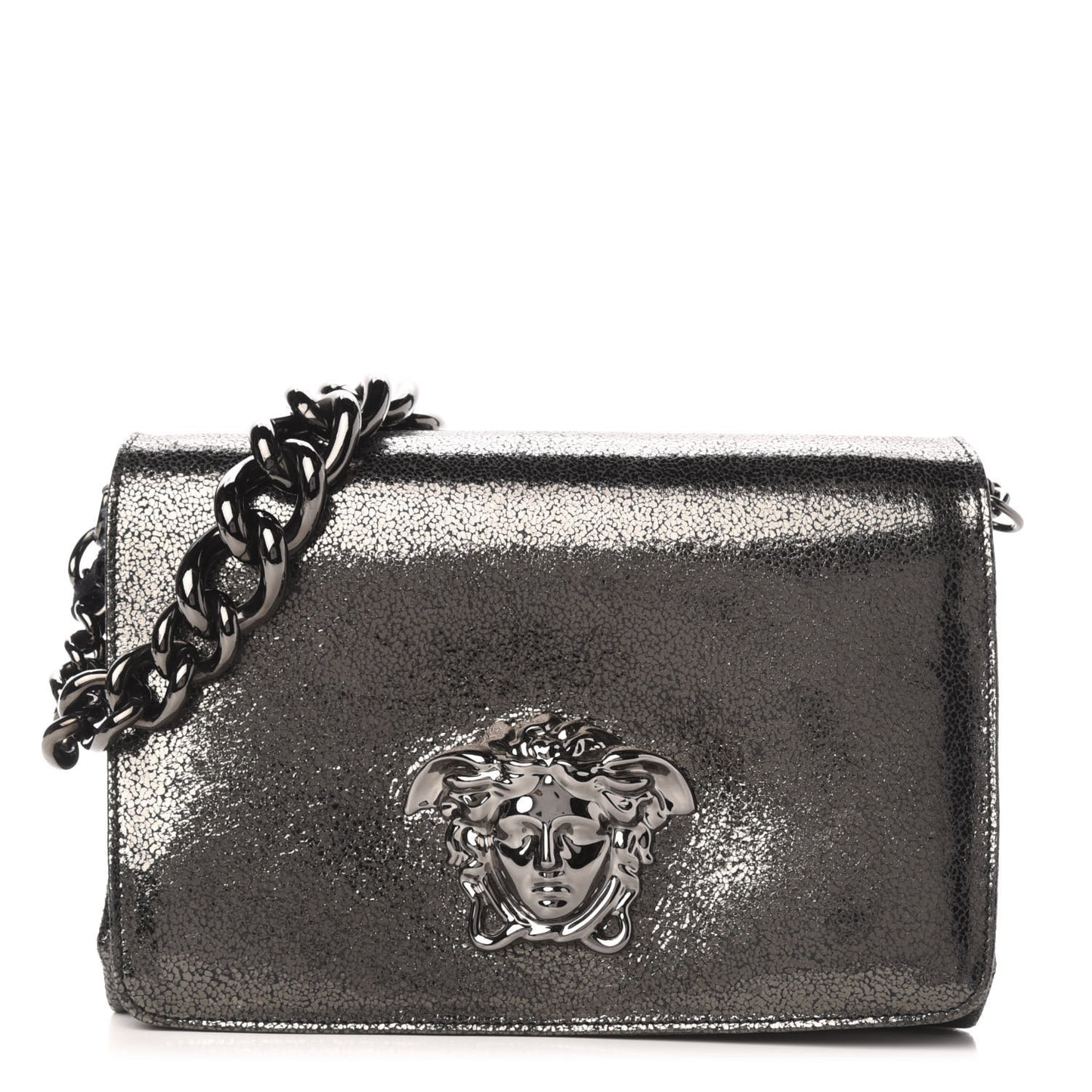 Metallic Suede Palazzo Sultan Shoulder Bag Antracite