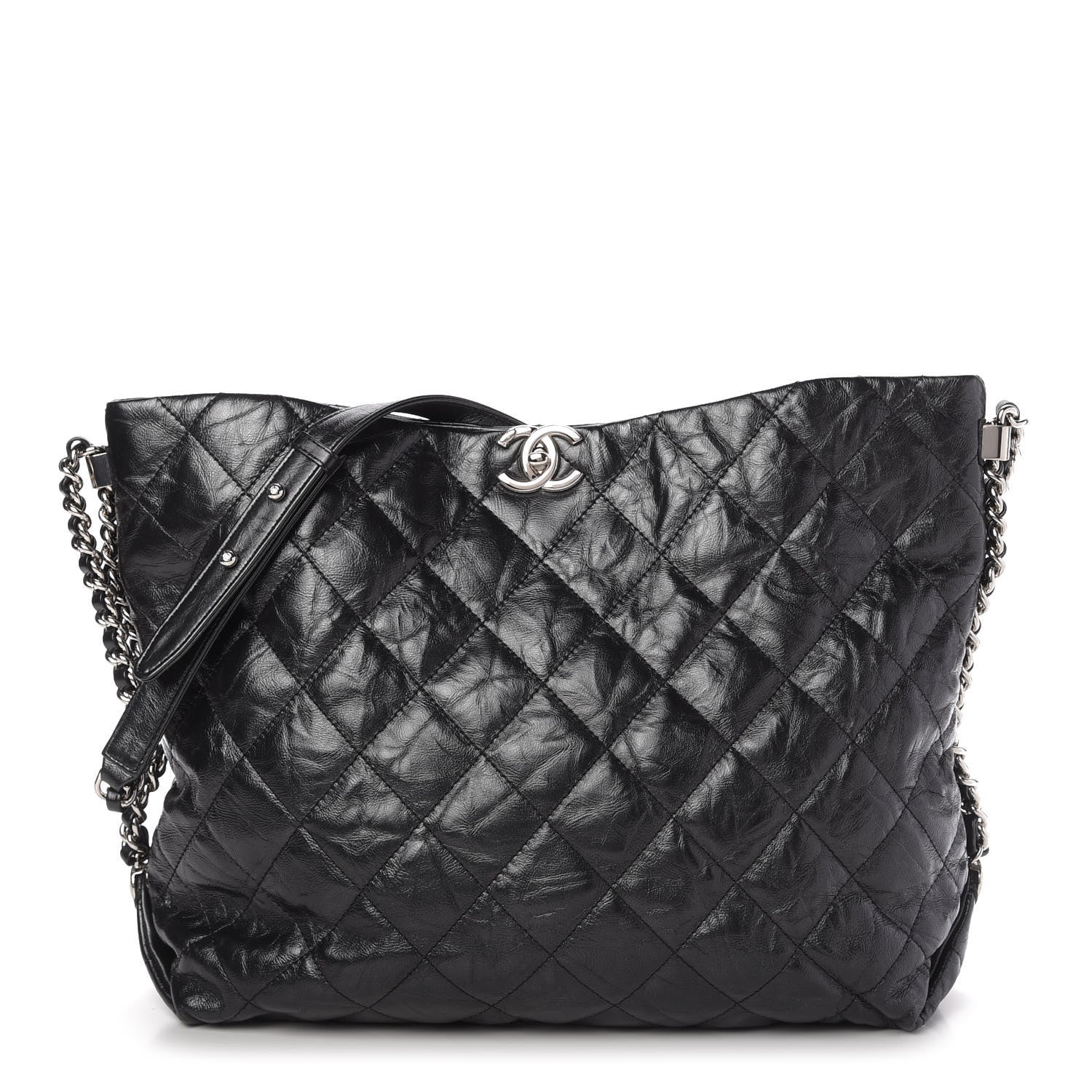 Chanel Metallic Crackled Calfskin Quilted Medium Big Bang Hobo Black 1 of 10