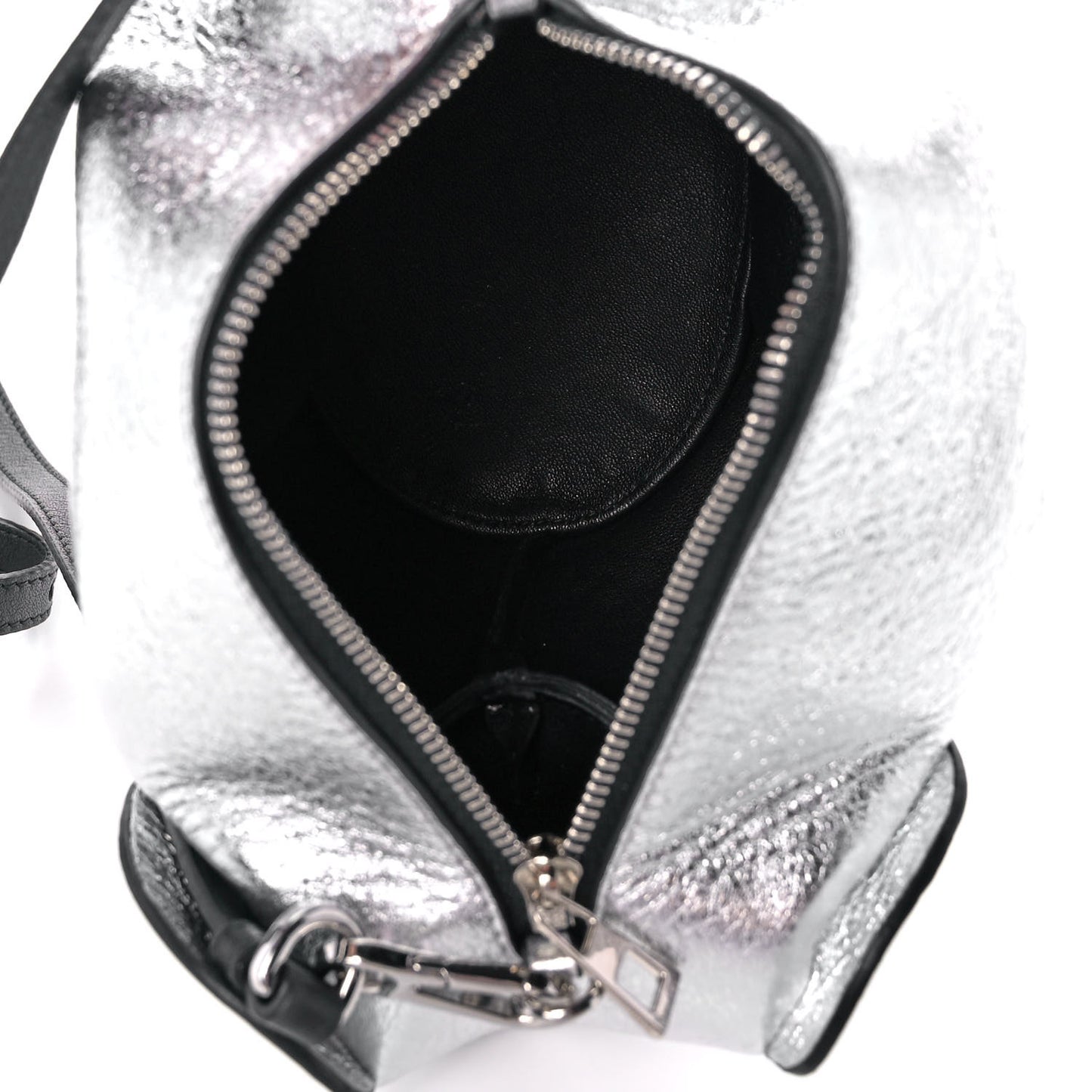 Metallic Calfskin Mini Elephant Crossbody Bag Silver