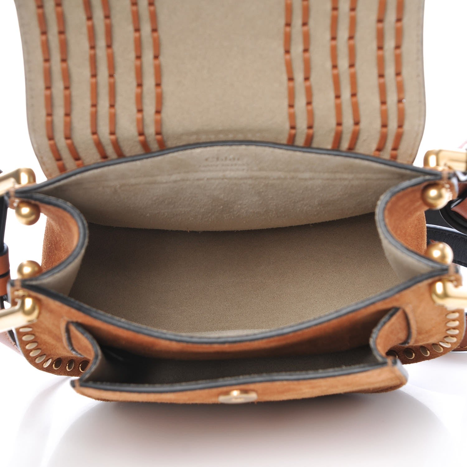 Chloe Suede Calfskin Braided SMini Hudson Shoulder Bag Caramel 5 of 7