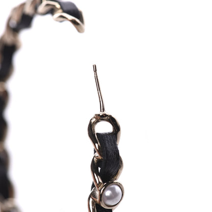 Chanel Lambskin Pearl More Is More CC Chain Hoop Earrings Gold Black 6 of 8